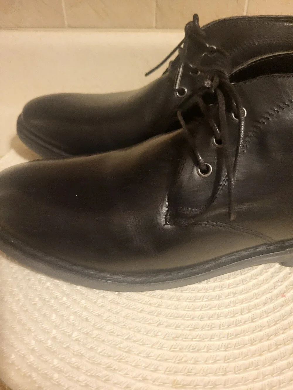 Men's Crown Vintage Black Leather Lace-Up Chukka Boots Sz.10